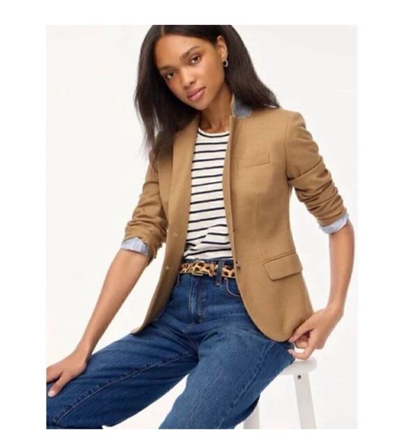 J. Crew Jackets & Blazers - J. Crew Women’s Schoolboy Blazer Wool Blend Tan Camel size 14